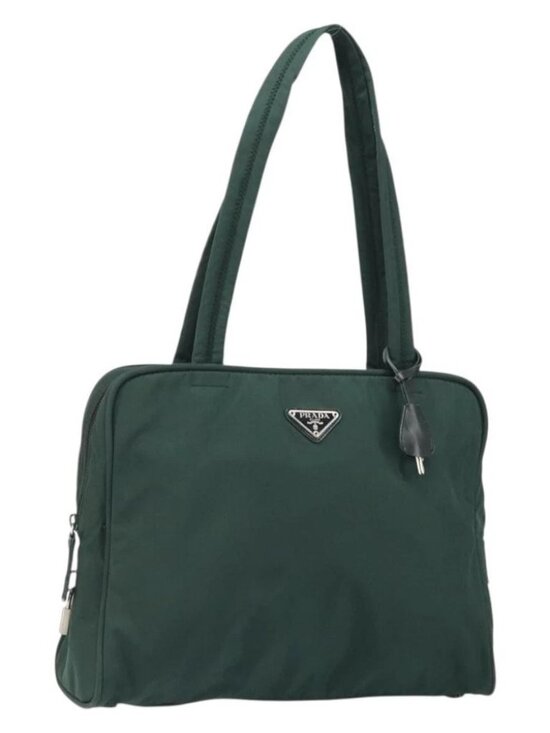 Prada Handbags - PRADA Tote Bag Nylon Green Silver Auth